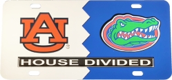 View Buying Options For The Auburn + Florida House Divided Split License Plate Tag