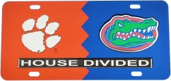 View Buying Options For The Clemson + Florida House Divided Split License Plate Tag