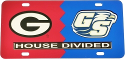 View Buying Options For The Georgia + Georgia Southern House Divided Split License Plate Tag