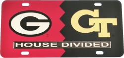 View Buying Options For The Georgia + Georgia Tech House Divided Split License Plate Tag