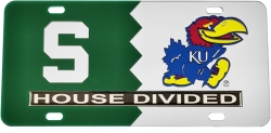 View Buying Options For The Michigan State + Kansas House Divided Split License Plate Tag