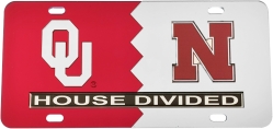 View Buying Options For The Oklahoma + Nebraska House Divided Split License Plate Tag