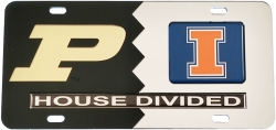 View Buying Options For The Purdue + Illinois House Divided Split License Plate Tag