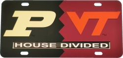 View Buying Options For The Purdue + Virginia Tech House Divided Split License Plate Tag