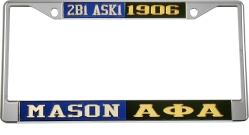 View Buying Options For The Mason - 2B1 ASK1 + Alpha Phi Alpha Split License Plate Frame