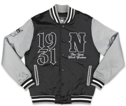 View Buying Options For The Big Boy New York Black Yankees S1 Satin Mens Baseball Jacket