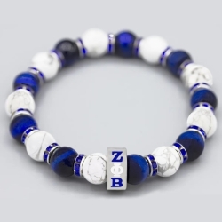 View Buying Options For The Zeta Phi Beta Stone Tiger Eye Bead Bracelet With Stainless Steel Charm