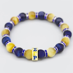 View Buying Options For The Sigma Gamma Rho Stone Tiger Eye Bead Bracelet With Stainless Steel Charm