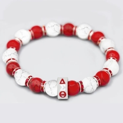 View Buying Options For The Delta Sigma Theta Stone Turquoise Bead Bracelet With Stainless Steel Charm