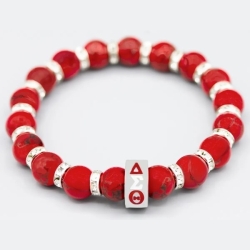 View Buying Options For The Delta Sigma Theta Stone Turquoise Bead Bracelet With Stainless Steel Charm