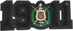 View Buying Options For The Omega Psi Phi Shield Year 1911 Black Series Chenille Iron-On Patch