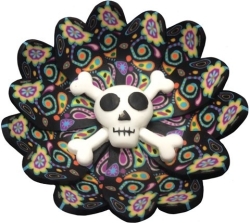 View Buying Options For The Fimo Round Cross Bones Dish Incense Burner