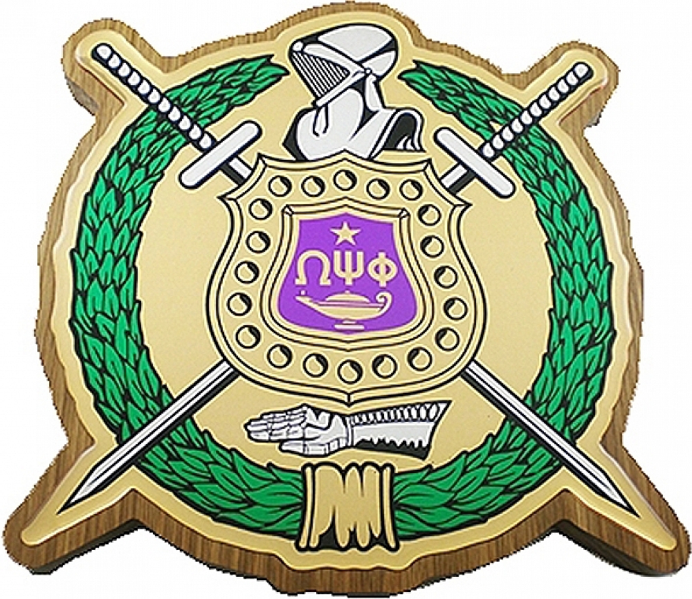 Omega Psi Phi Domed Crest Wood Plaque Brown 8x10x0.75